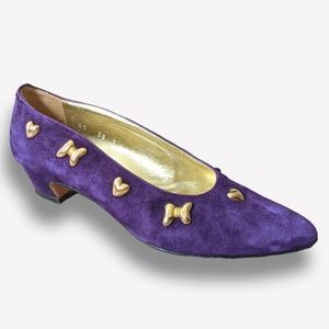 Escada Purple Suede Block Heel Pumps, 7